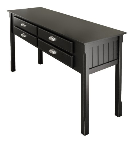 Winsome Wood Hall Table with 4 Drawers, Black