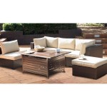 Belham Living Marcella All-Weather Wicker 6 Piece Sectional Fire Pit Chat Set