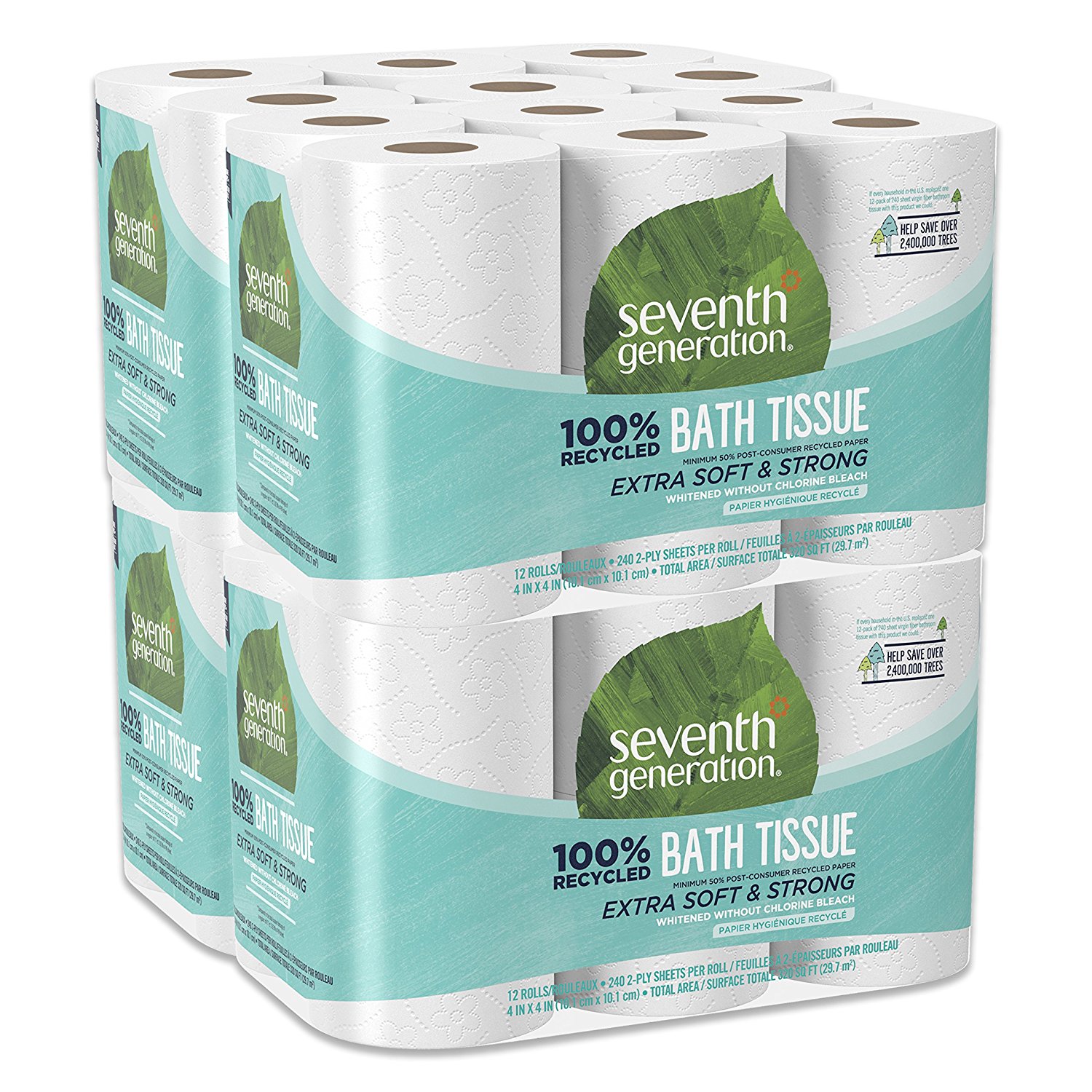 Seventh Generation Toilet Paper, Bath Tissue, 100% Recycled Paper, 48 Rolls (Packaging May Vary)