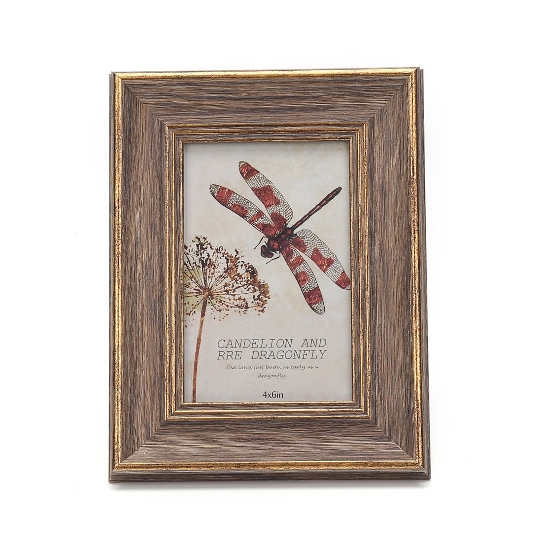 4x6 Inches Vintage Feel Rustic Picture Frame For Tabletop or Wall Hanging with Glass Front (4x6, Brown)