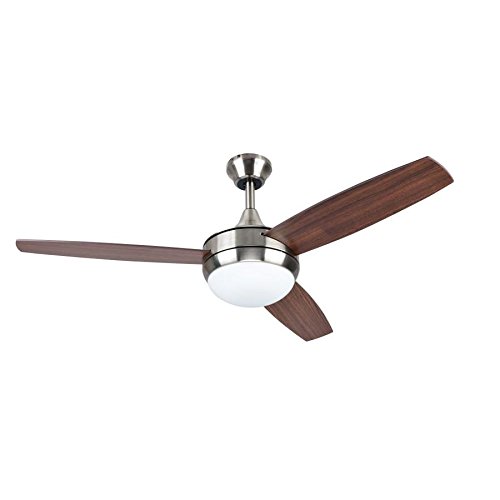 Beach Creek 44-in Brushed Nickel Downrod or Close Mount Indoor Residential Ceiling Fan with LED Light Kit with Remote (3-Blade)
