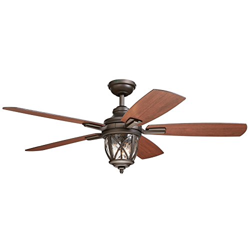 Castine 52-in Rubbed Bronze Downrod or Close Mount Indoor/Outdoor Ceiling Fan with Light Kit and Remote