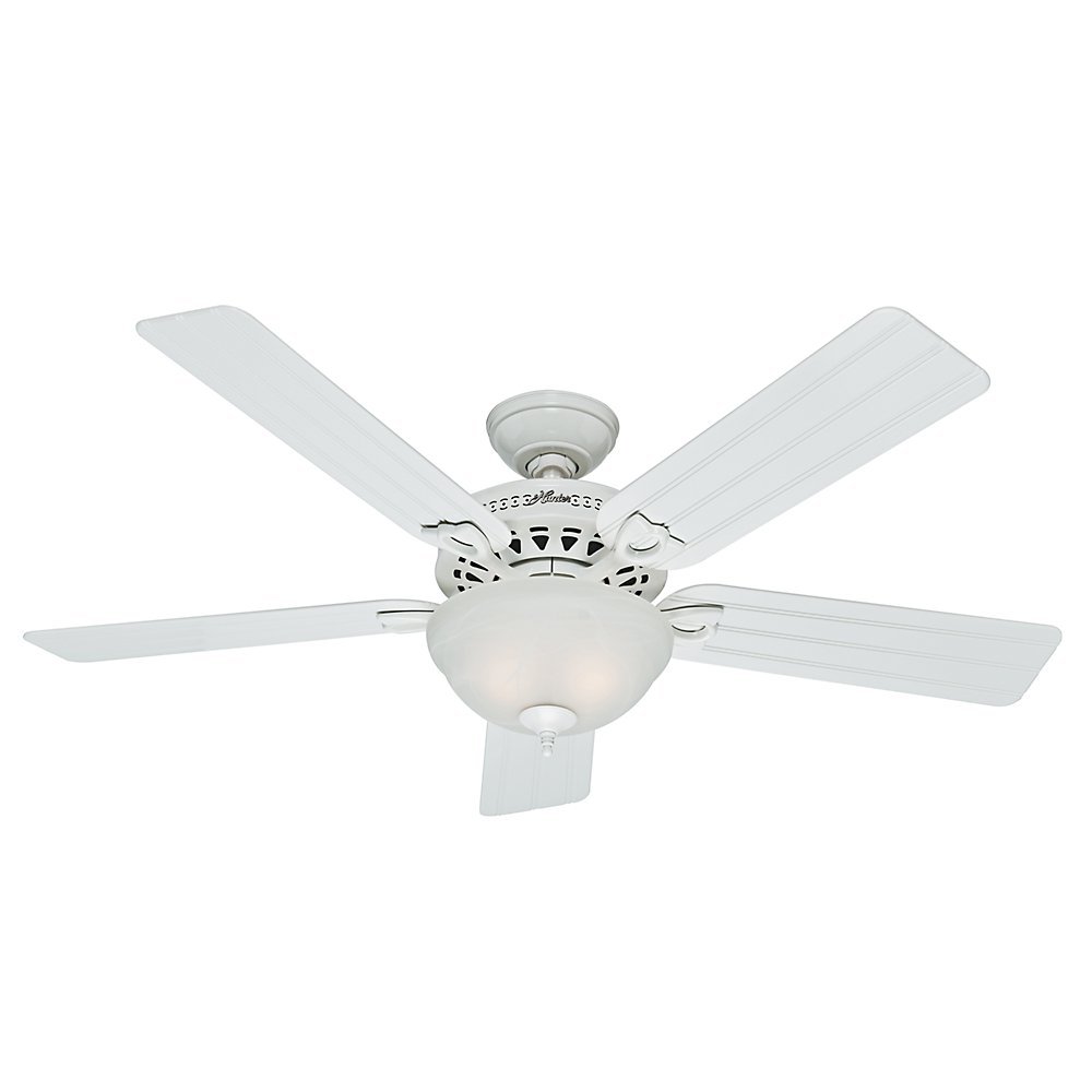 Hunter 53122 Beachcomber 52-Inch White Ceiling Fan with Five White Beadboard Blades and Light Kit