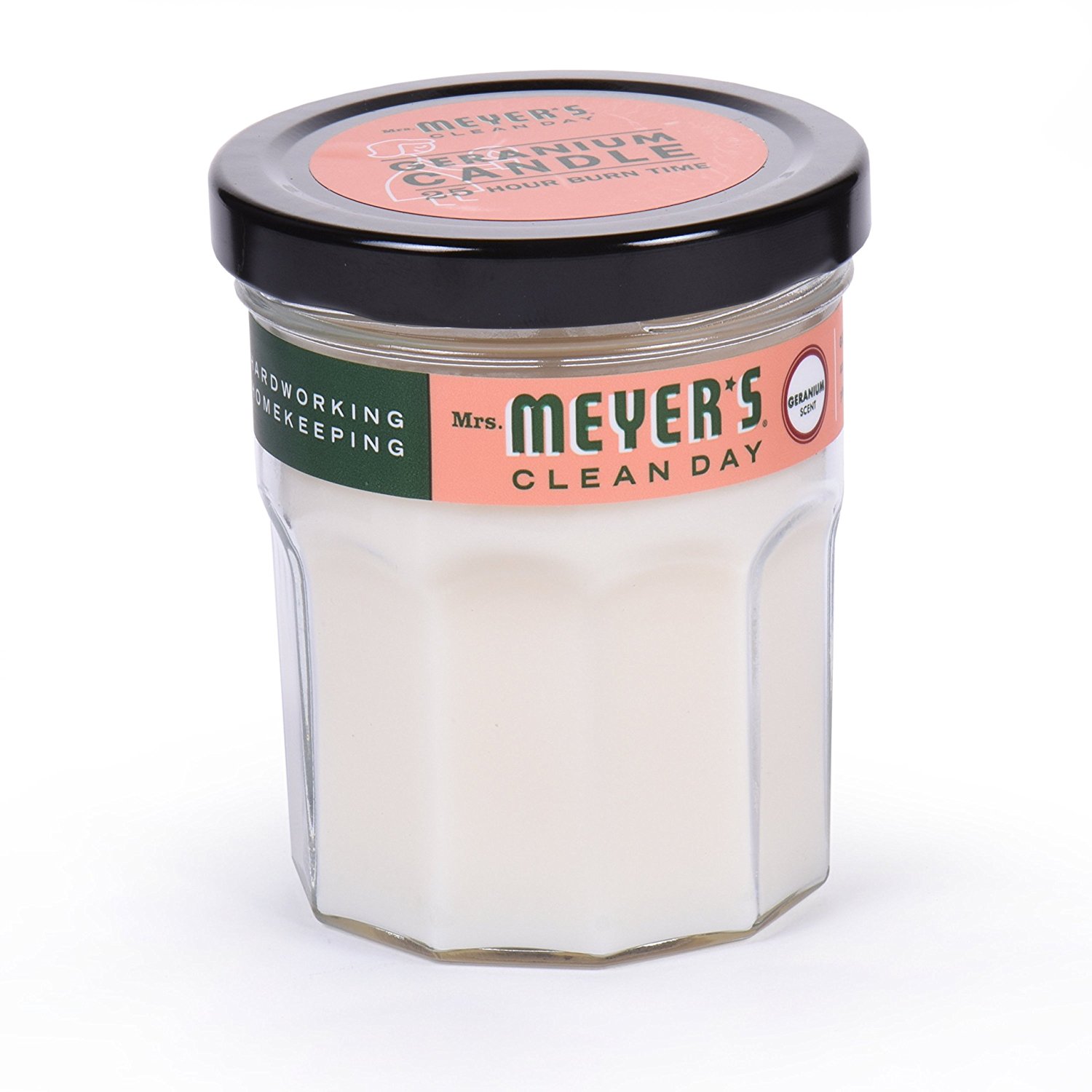 Mrs. Meyer's Merge Clean Day Scented Soy Candle, Geranium, Small, 4.9 Ounce