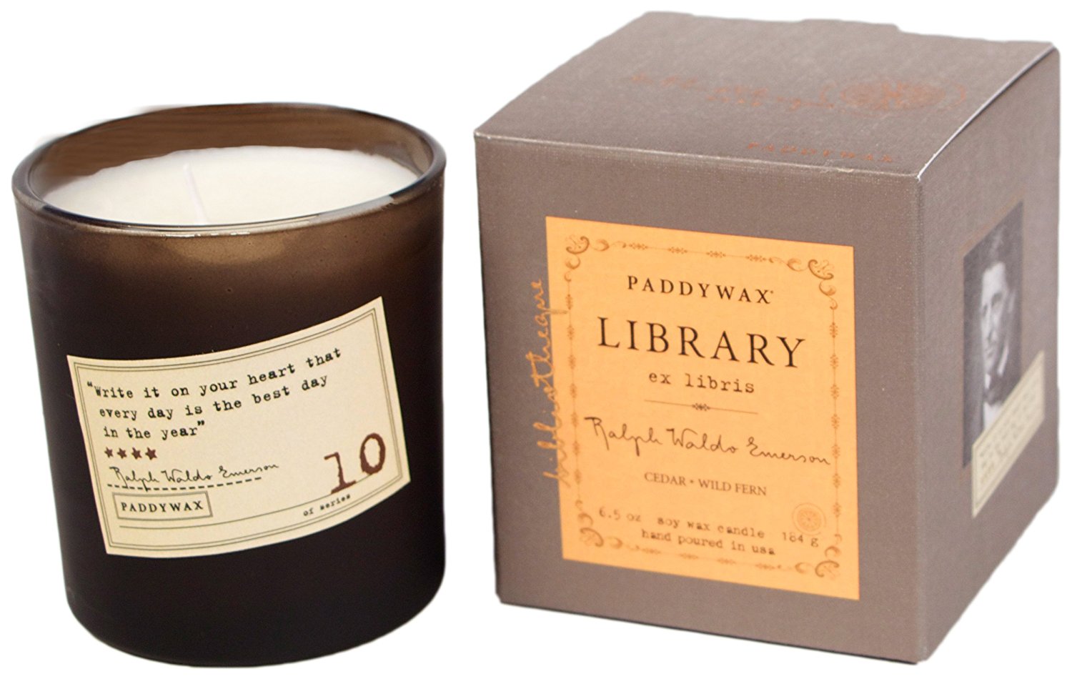 Paddywax Ralph Waldo Emerson Soy Wax Candle, Cedar/Wild Fern