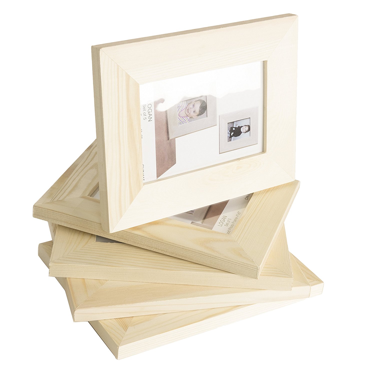 Solid DIY Unfinished Wood Picture Frame 4x6 Inches , Great for Kid’s Art Craft Projects Set of 5