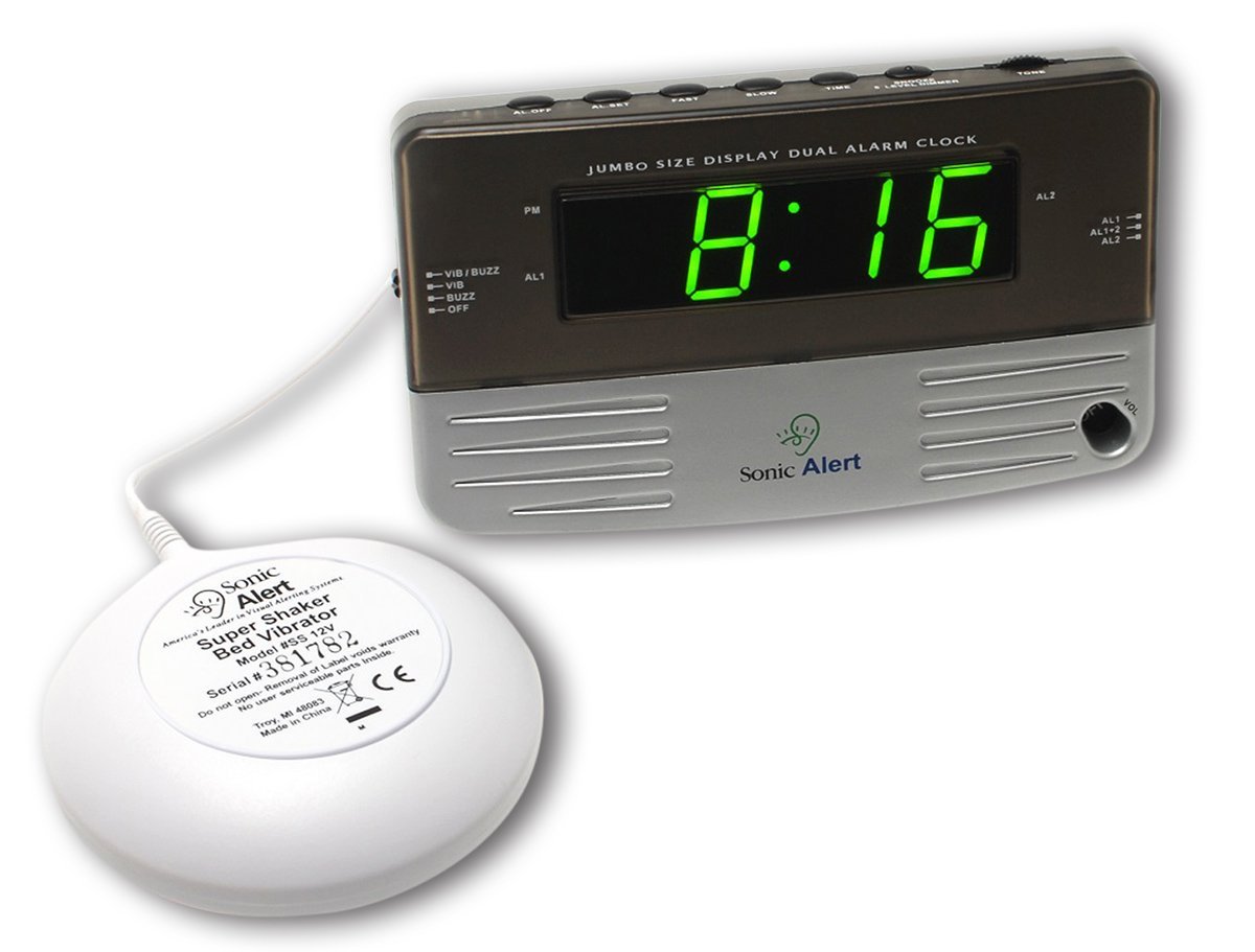 Sonic Alert Loud Dual Alarm Clock SB200ss with Vibrating Shaker