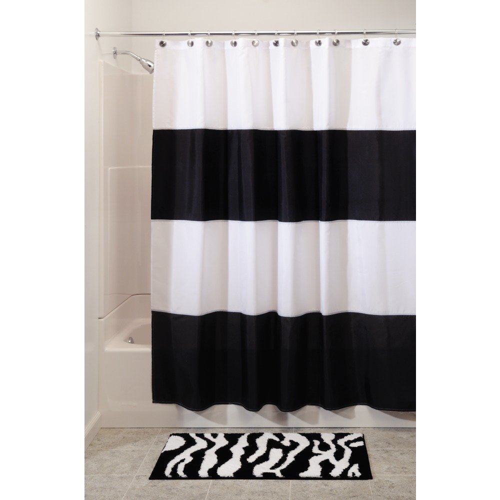 Interdesign Zeno Waterproof Shower Curtain, Black and White, 72 Inches X 72 Inches