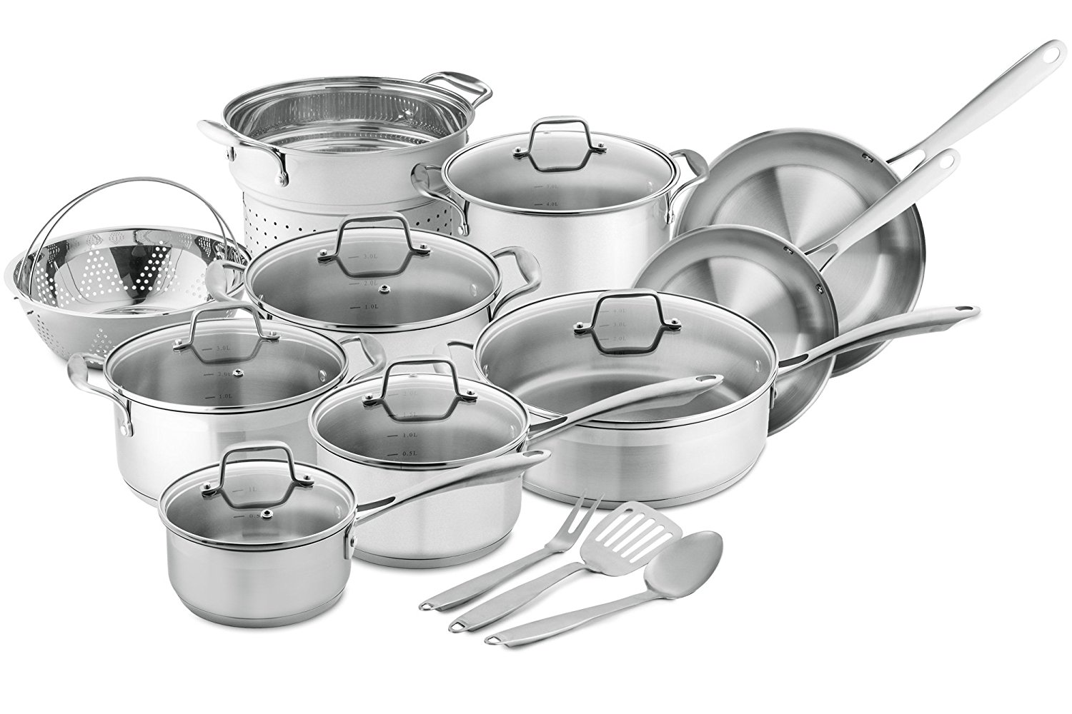 Chef's Star Professional Grade Stainless Steel 17 Piece Pots & Pans Set - Induction Ready Cookware Set with Impact-bonded Technology