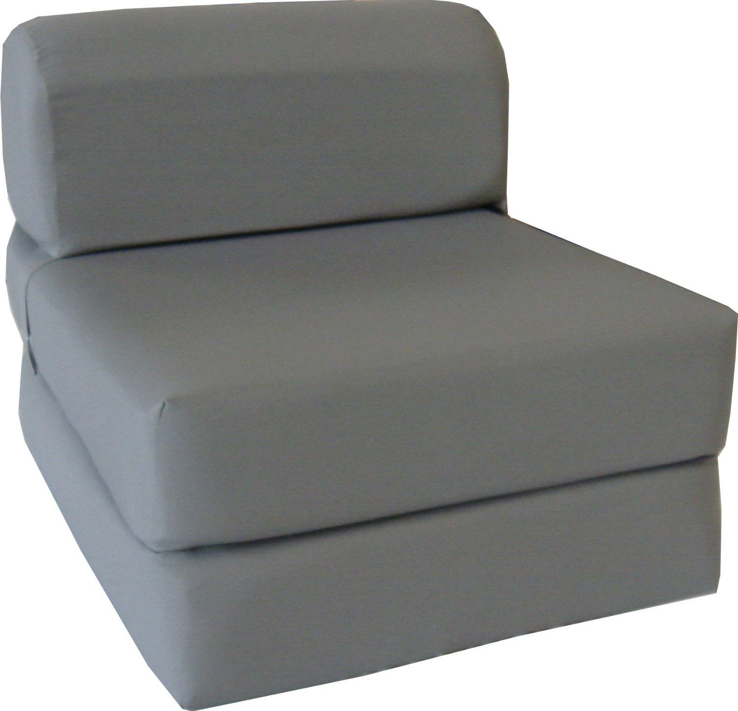 Gray Sleeper Chair Folding Foam Bed Sized 6" Thick X 32" Wide X 70" Long, Studio Guest Foldable Chair Beds, Foam Sofa, Couch, High Density Foam 1.8 Pounds.