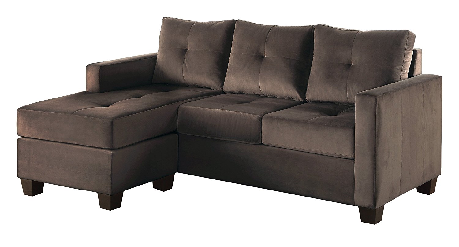 Homelegance Phelps Contemporary Microfiber Sofa Chaise with Tufted Accent, Brown