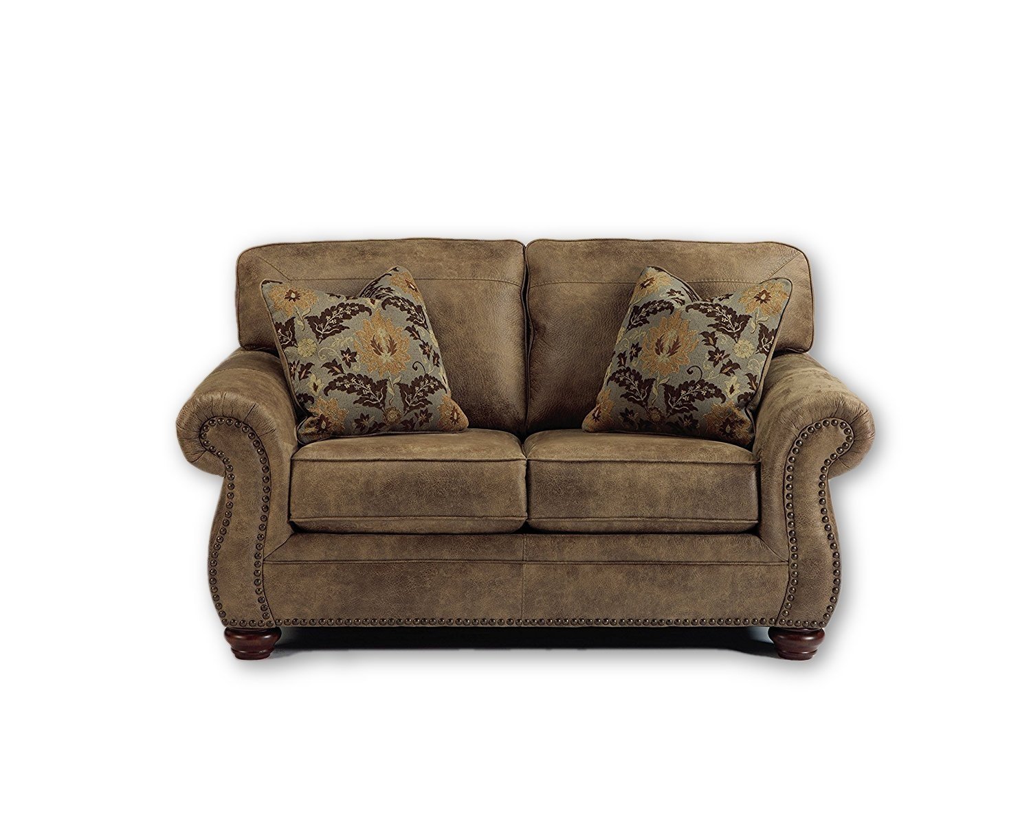 Ashley Furniture Signature Design - Larkinhurst Traditional Loveseat - Faux Weathered Leather Sofa - Earth