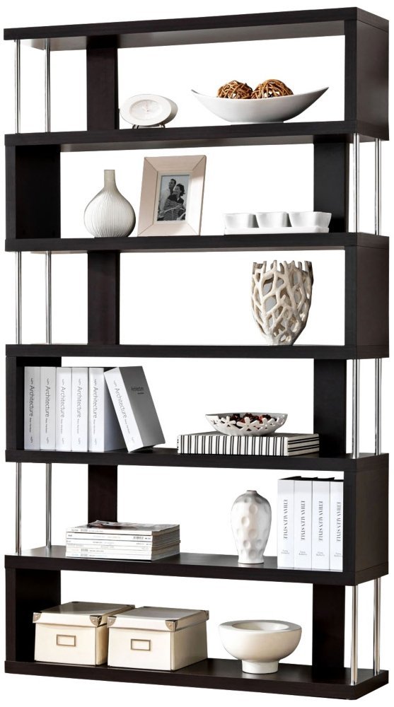 Baxton Studio Barnes 6-Shelf Modern Bookcase, Dark Brown
