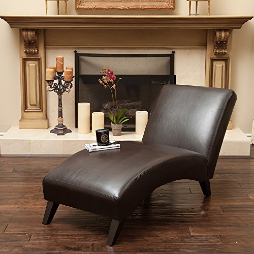 Cleveland Brown Leather Curved Chaise Lounge Chair