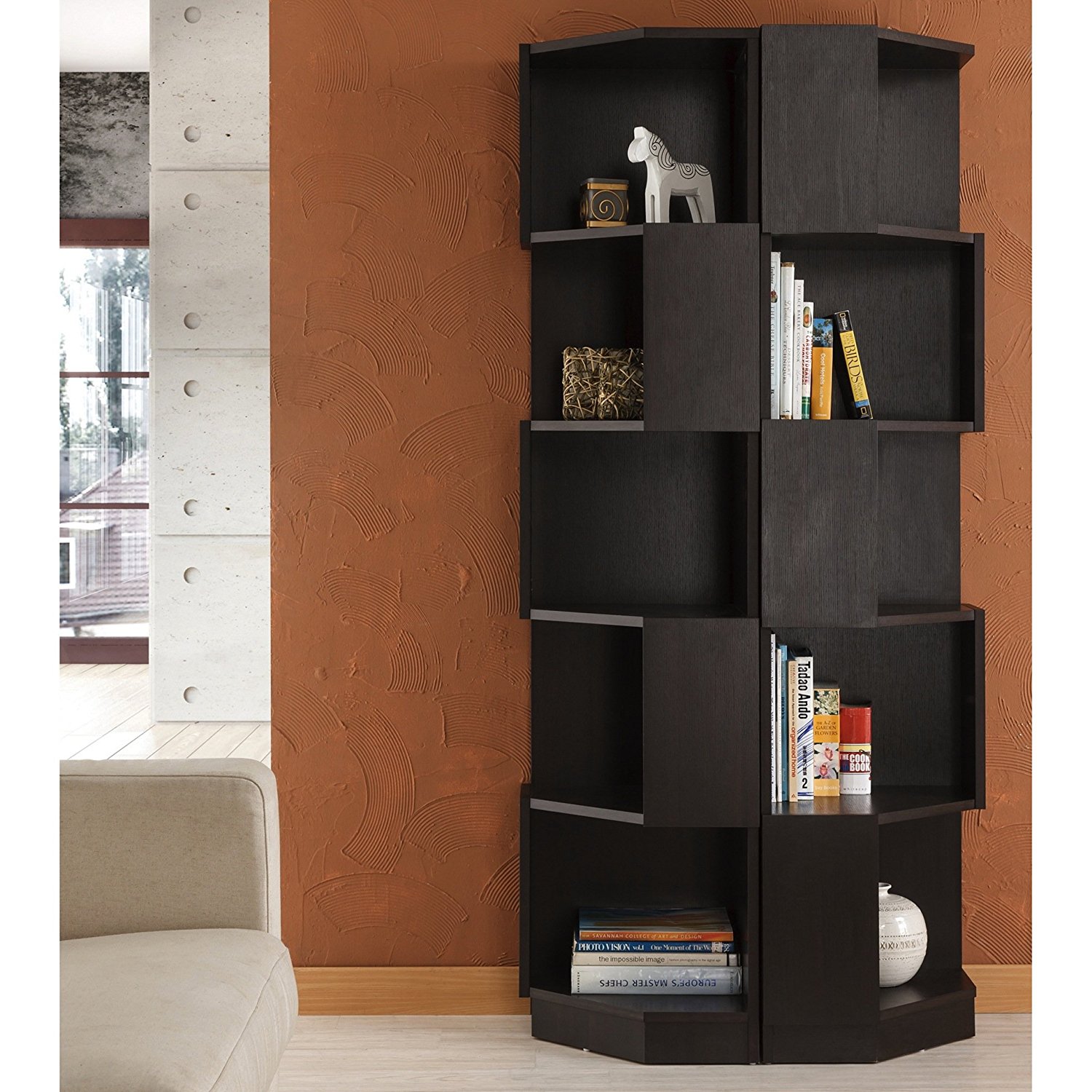 Furniture of America Austin Contoured Contemporary Wood Bookcase/ Display Stand