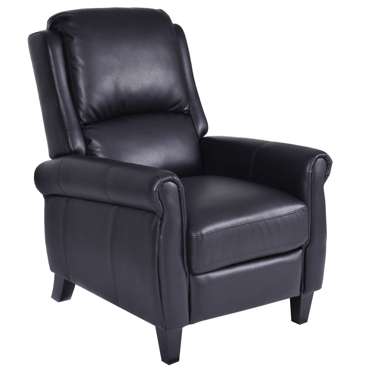 Giantex PU Leather Recliner Chair Push Back Club Living Room Seat Furniture w/Footrest (Black)