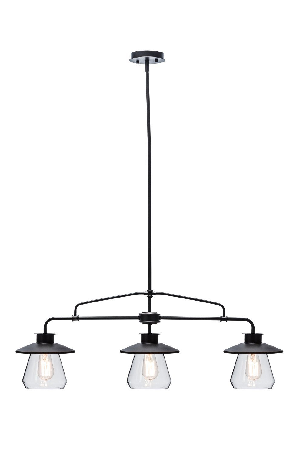 Globe Electric 3-Light Vintage Pendant, Oil Rubbed Bronze Finish, Clear Glass Shades, 64845