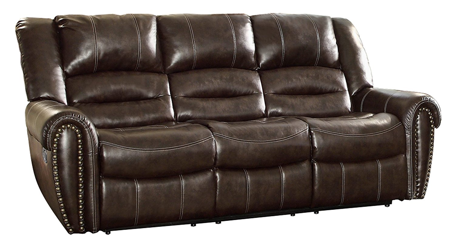 Homelegance 9668BRW-3 Double Reclining Sofa, Brown Bonded Leather