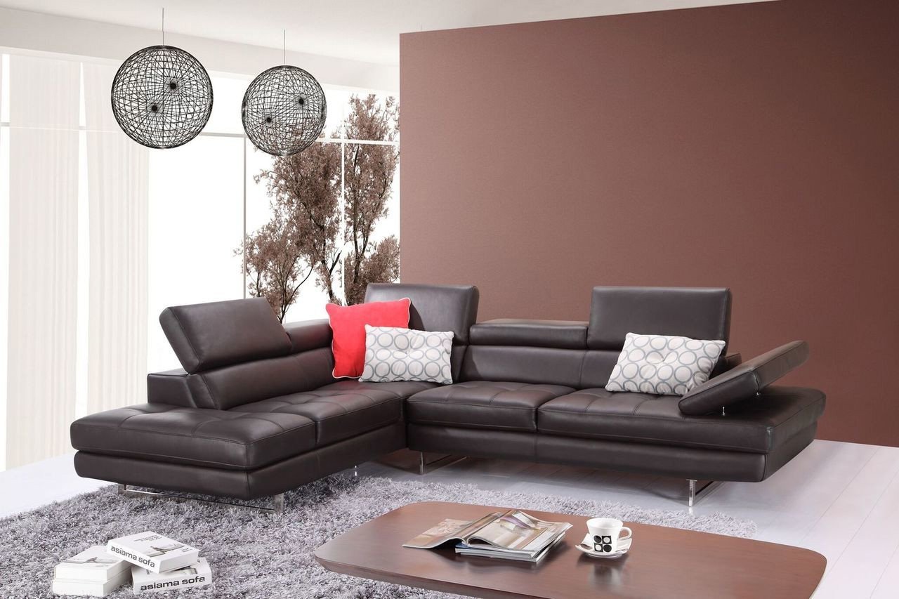 JM Furniture A761 Italian Leather Left Sectional in Coffee