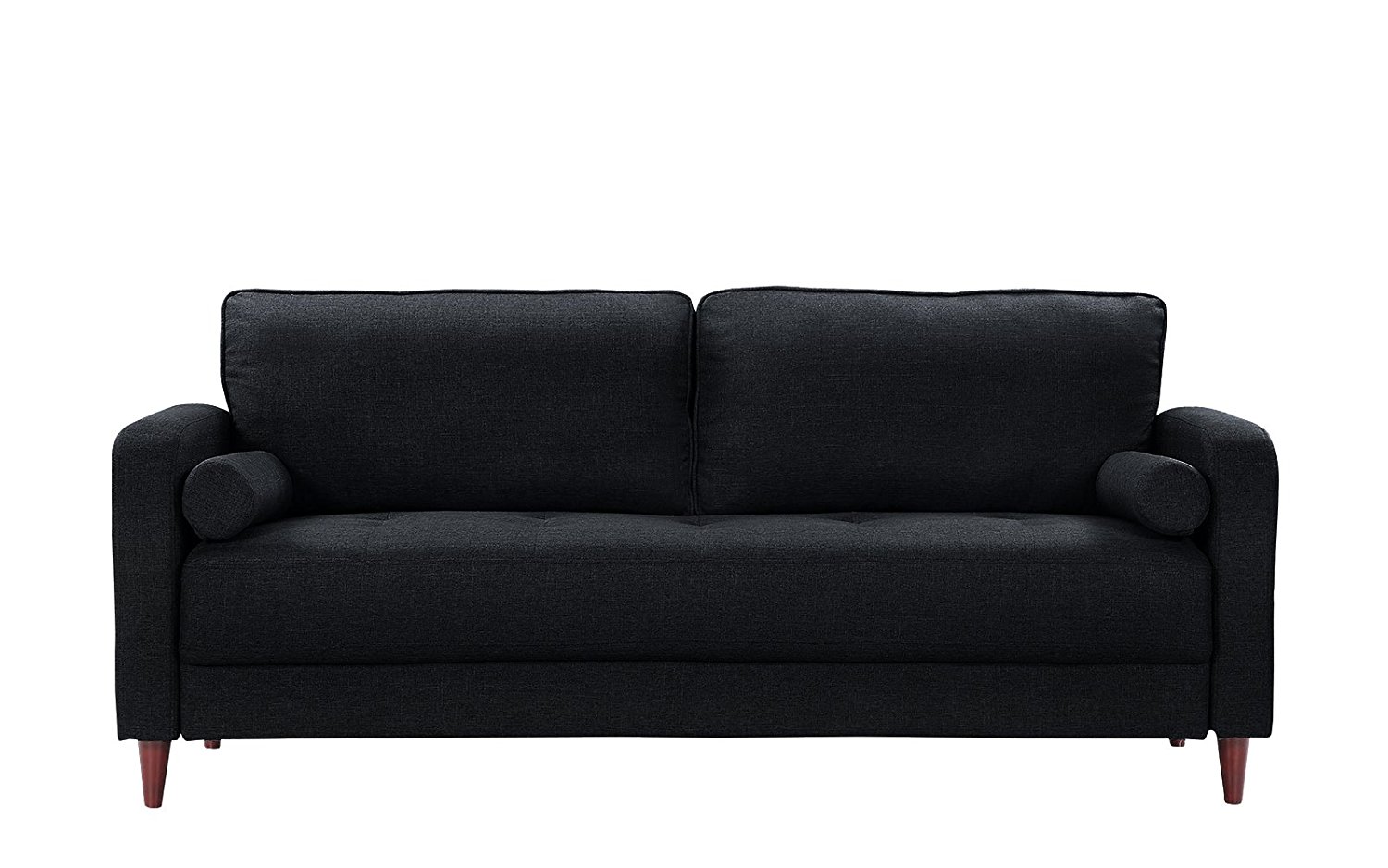 Mid Century Modern Linen Fabric Living Room Sofa (Black)