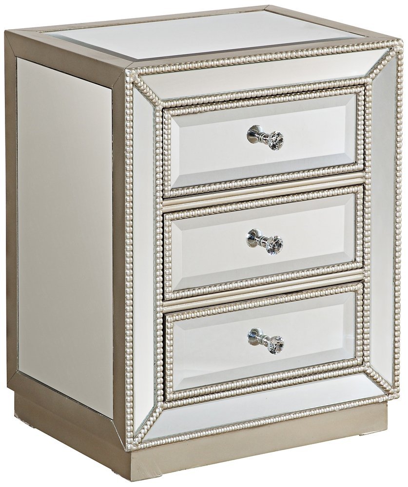 Trevi 20" Wide 3-Drawer Mirrored Accent Table