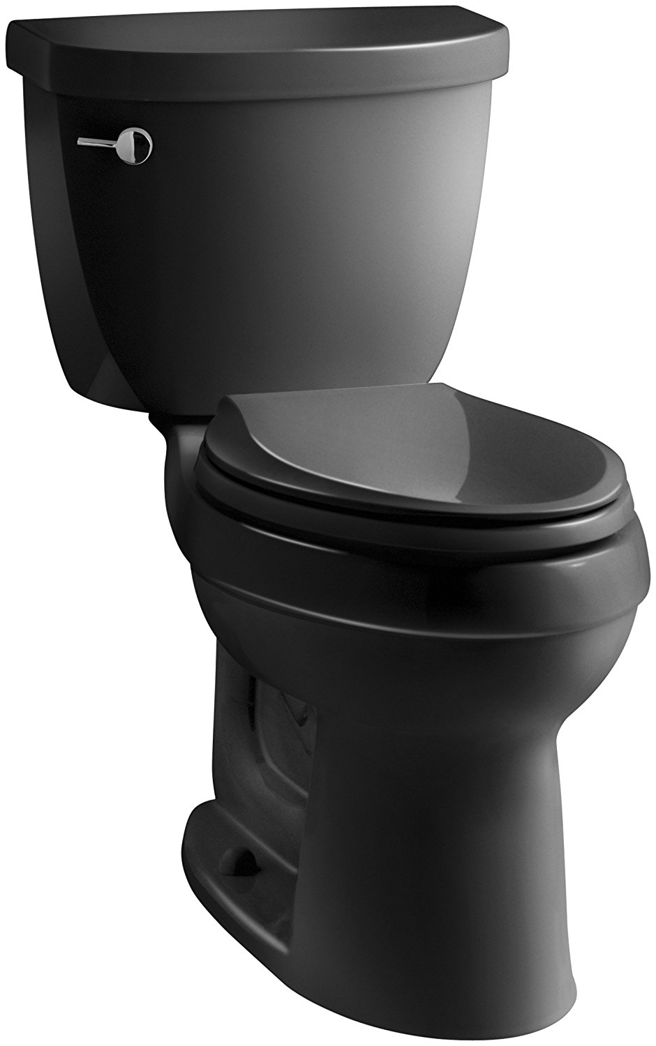 KOHLER K-3609-7 Cimarron Comfort Height Elongated 1.28 gpf Toilet with AquaPiston Technology, Less Seat, Black Black