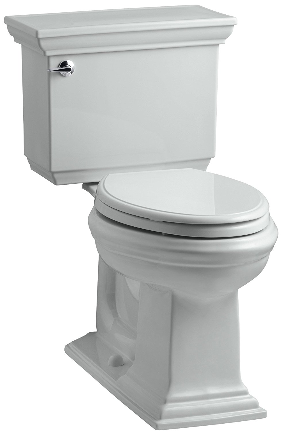 KOHLER K-3817-95 Memoirs Stately Comfort Height Two-Piece Elongated 1.28 GPF Toilet with AquaPiston Flush Technology and Left-Hand Trip Lever, Ice Grey