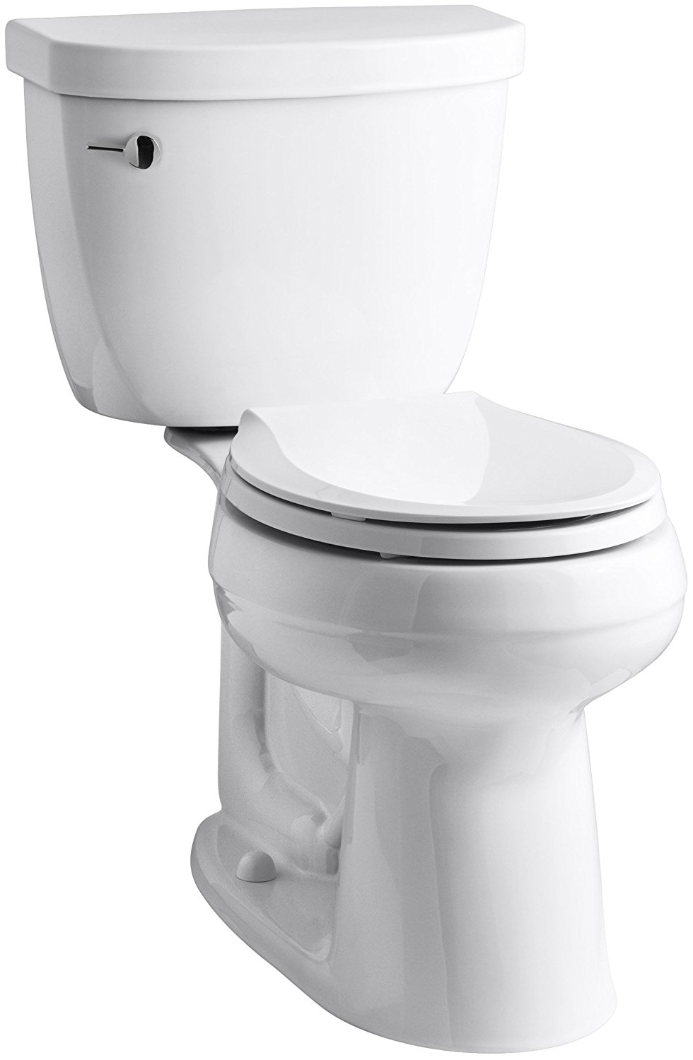 KOHLER K-3851-0 Cimarron Comfort Height Two-Piece Round-Front 1.28 GPF Toilet with Aqua Piston Flush Technology, 10-Inch Rough-In and Left-Hand Trip Lever, White