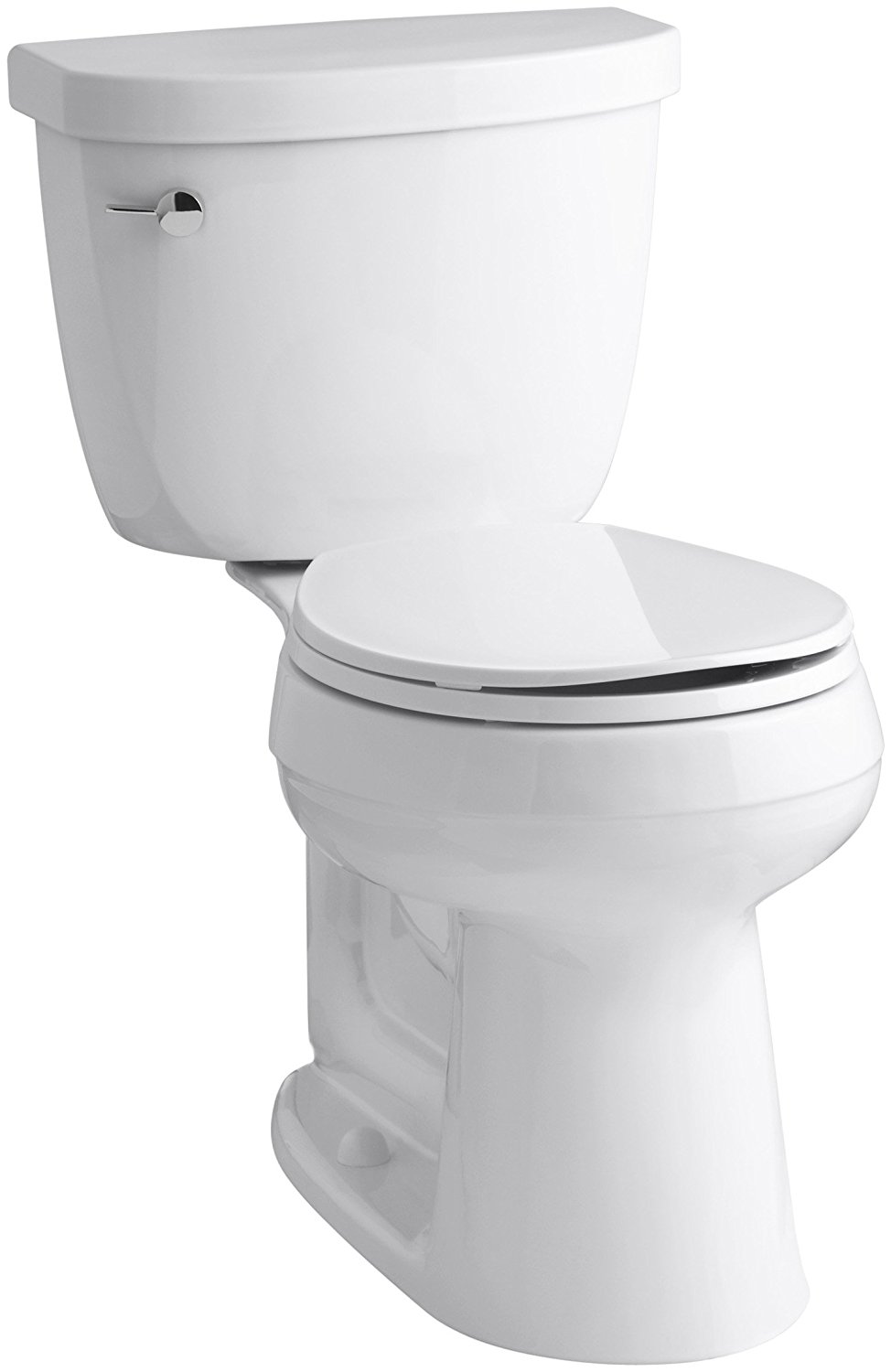 KOHLER K-3887-0 Cimarron Comfort Height Two-Piece Round-Front 1.28 GPF Toilet with AquaPiston Flush Technology and Left-Hand Trip Lever, White