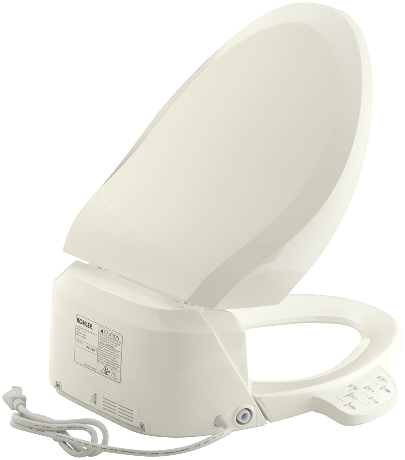 Kohler K-4737-96 C3-125 Elongated Bidet Toilet Seat with Tank Heater and Side Controls, Biscuit