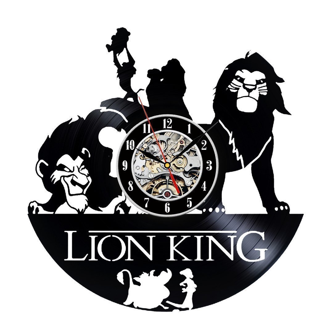 The Lion King Vinyl Record Wall Clock - Decorate your home with Modern Large Disney Art - Gift for kids, girls and boys - Win a prize for a feedback