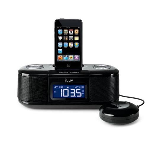 iLuv Vibro I Bed Shaker 30-Pin iPod/iPhone Alarm Clock Speaker Dock (Black)