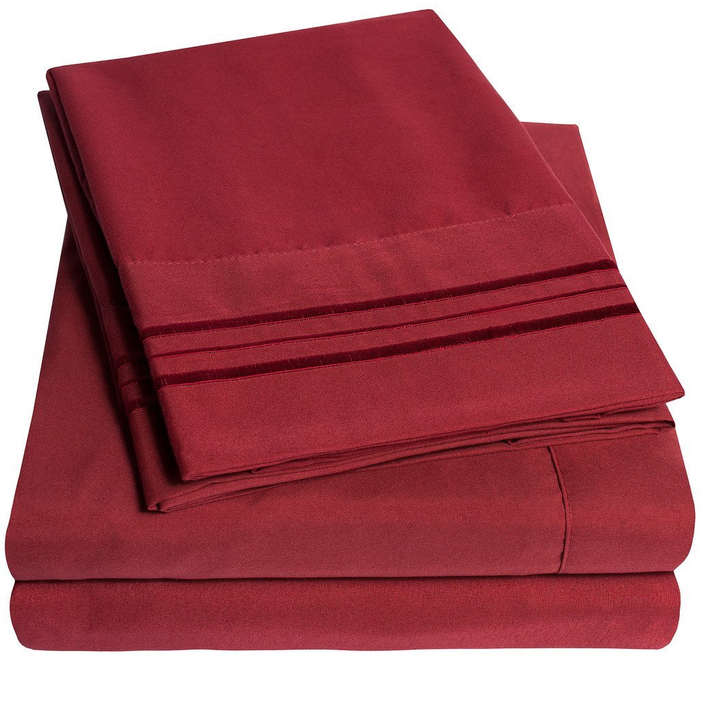 1500 Supreme Collection Extra Soft Twin XL Sheets Set, Burgundy - Luxury Bed Sheets Set With Deep Pocket Wrinkle Free Hypoallergenic Bedding, Over 40 Colors, Twin XL Size, Burgundy