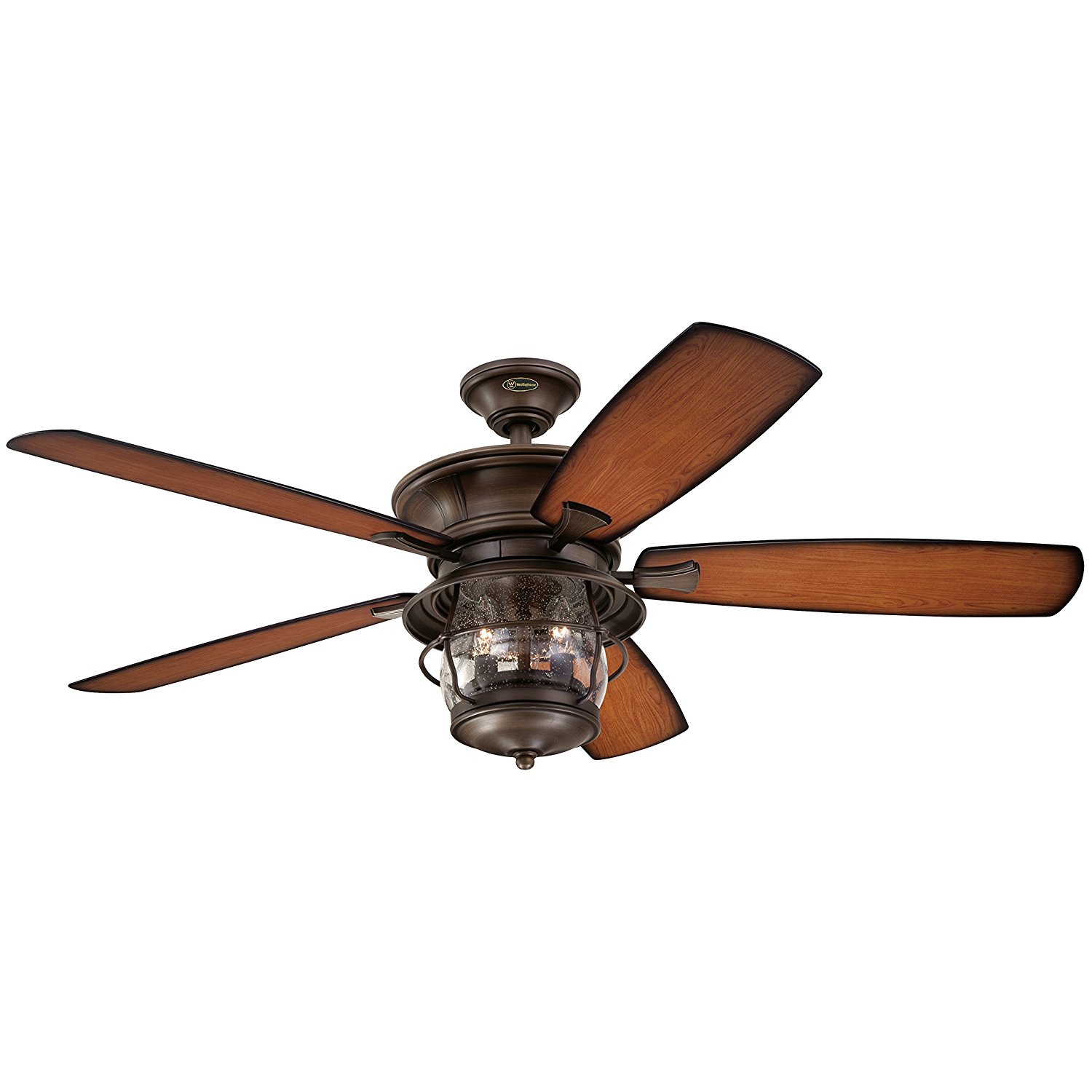 7800000 Brentford 52-Inch Aged Walnut Indoor/Outdoor Ceiling Fan, Light Kit with Clear Seeded Glass