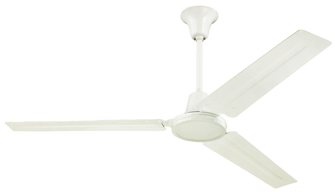 7840900 Industrial 56-Inch Three-Blade Indoor Ceiling Fan, White with White Steel Blades