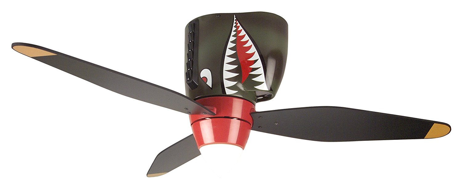 Craftmade WB348TS, Tiger Shark Warplane With Light, 48-Inch 3 Blade Hugger Ceiling Fan With Pull Chain
