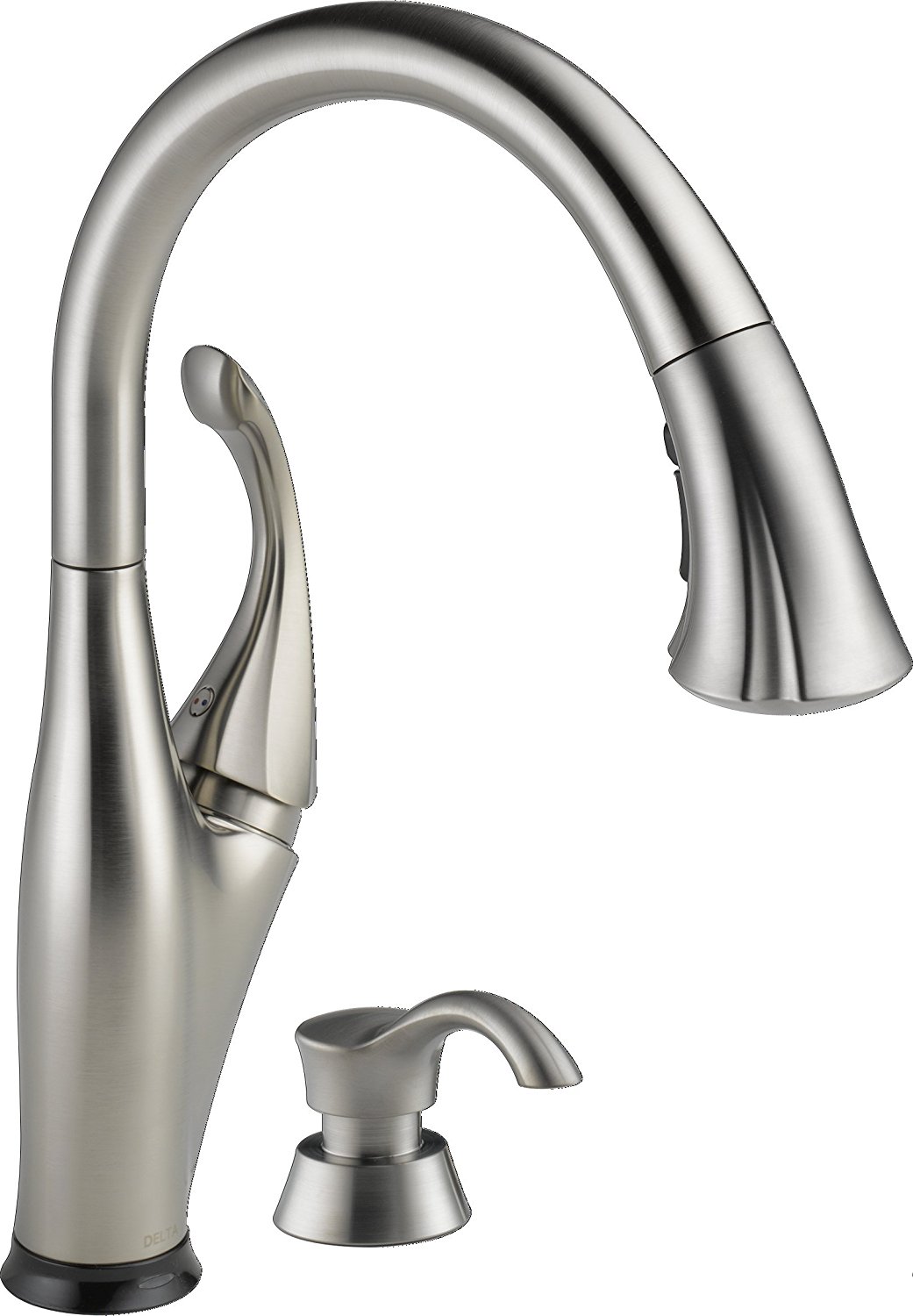 Delta Faucet 9192T-SSSD-DST Addison Single Handle Pull-Down Kitchen Faucet with Touch2O Technology and Soap Dispenser, Stainless