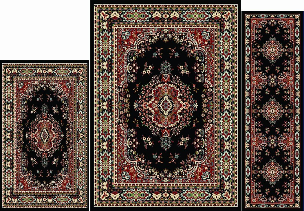 Home Dynamix Area Rugs - Ariana Collection 3-Piece Living Room Rug Set - Ultra Soft & Super Durable Home Décor - 7069-450 Black
