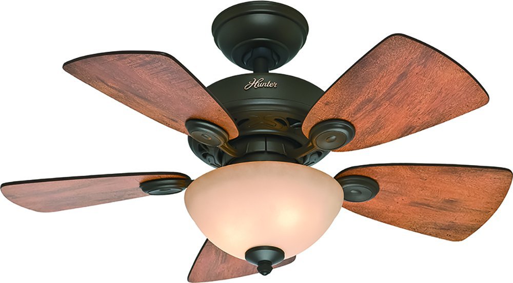 Hunter Fan Company 52090 Watson Ceiling Fan with Five Cabin Home/Walnut Blades and Light Kit, 34-Inch, New Bronze