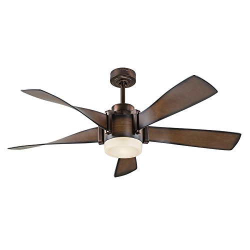 Kichler Lighting 52-in Mediterranean Walnut with Bronze Accents Downrod Mount Indoor Ceiling Fan with LED Light Kit and Remote