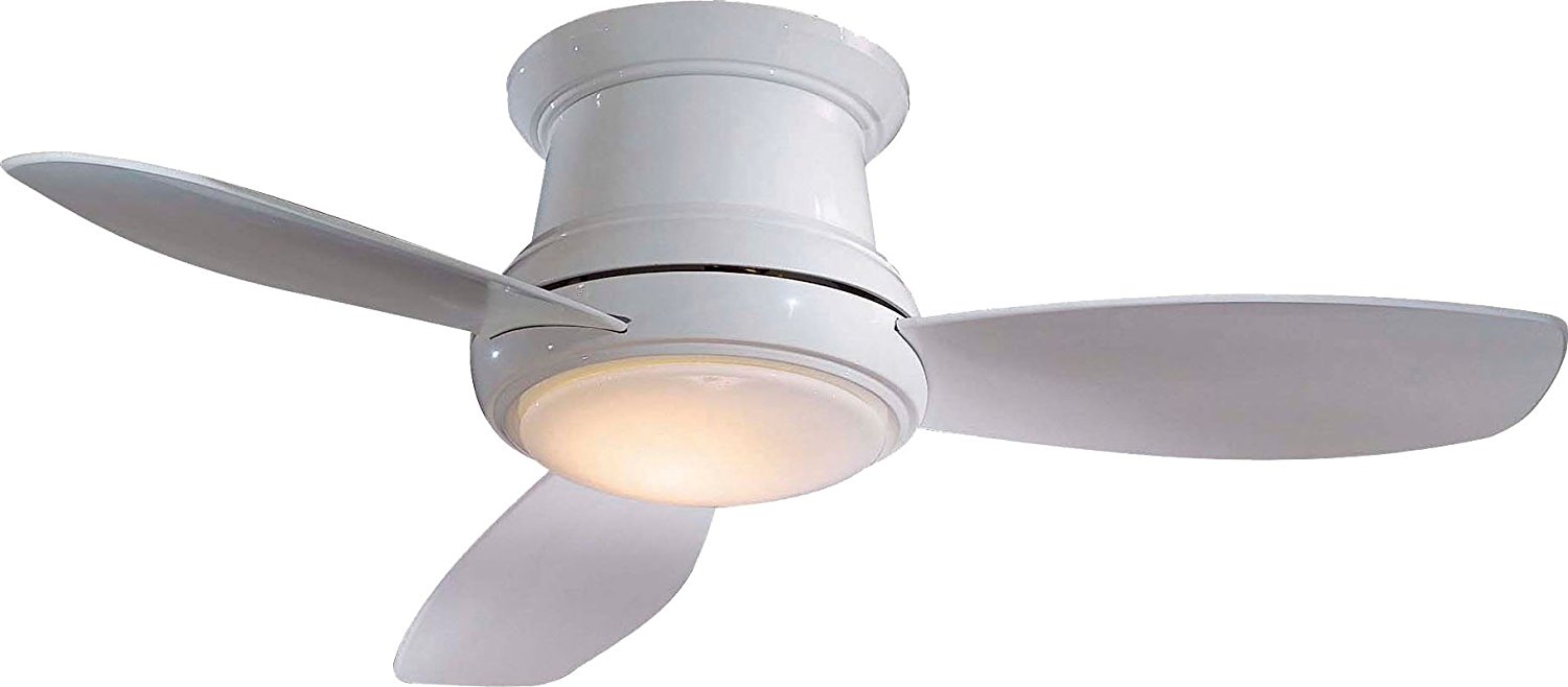 Minka-Aire F518L-WH, Concept II LED White Flush Mount 44" Ceiling Fan with Light & Remote Control