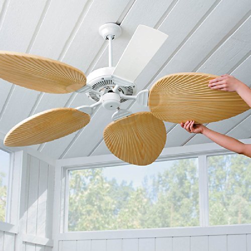 Palm-Leaf Ceiling Fan Blades-Set of 5 - Ivory by Improvements