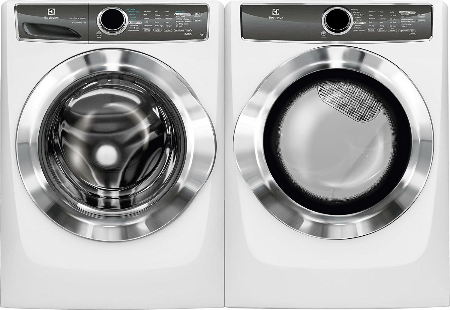 Electrolux White Front Load Laundry Pair with EFLS617SIW 27" Washer and EFME617SIW 27" Electric Dryer