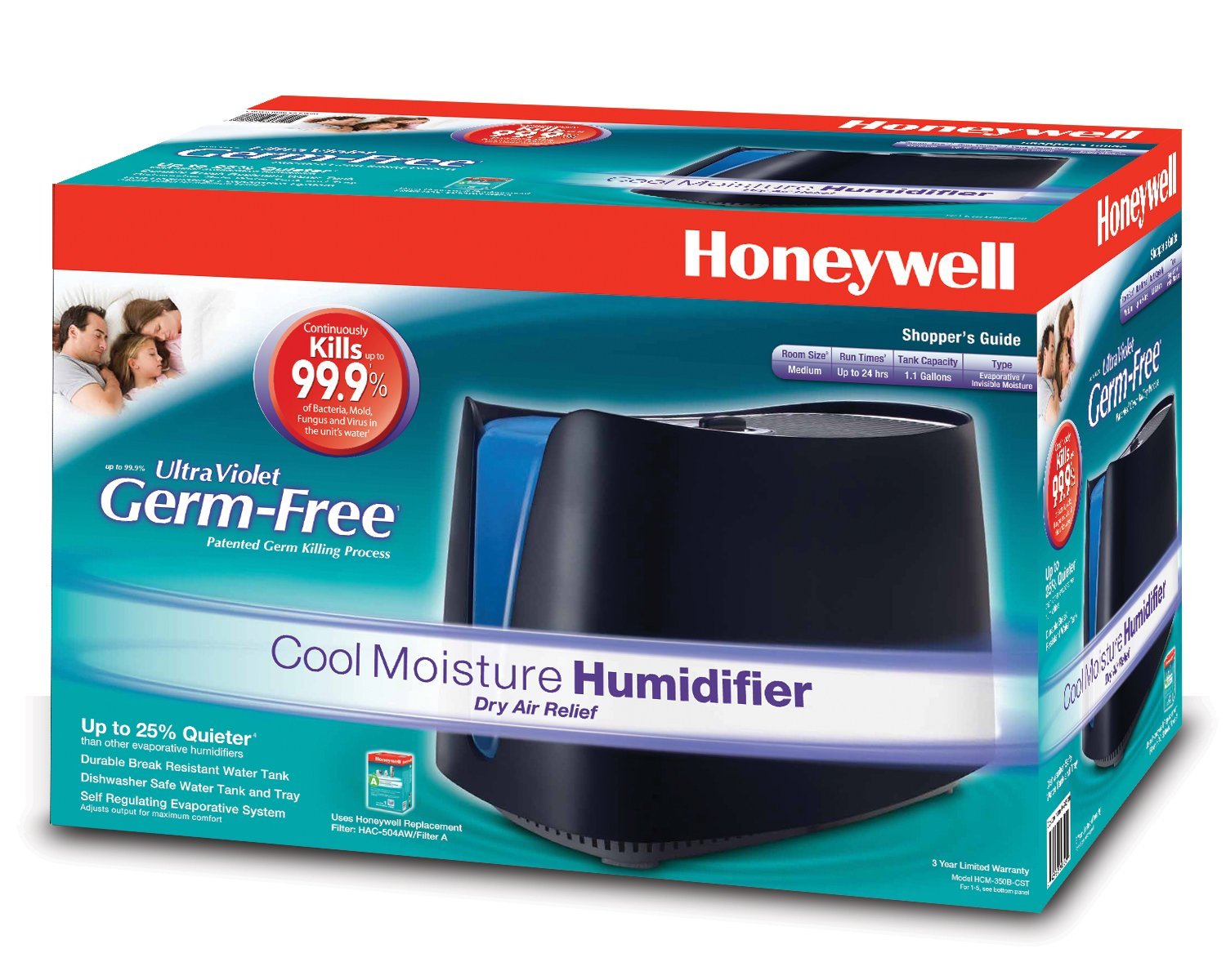 Honeywell HCM350B Germ Free Cool Mist Humidifier, Black