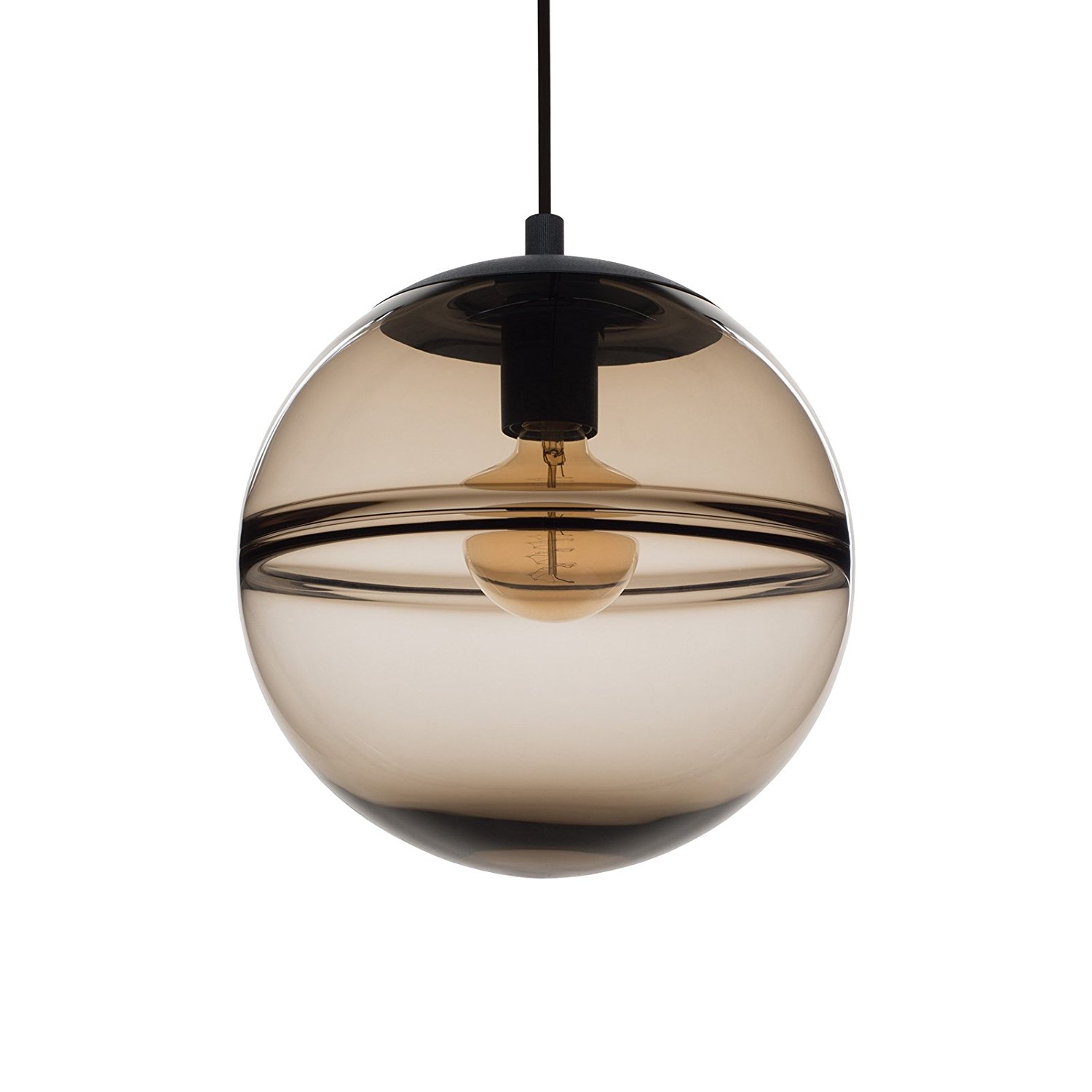 CASAMOTION Optic Contemporary Hand Blown Glass Pendant Light, Ceiling Hanging Lighting Fixtures, Light Brown