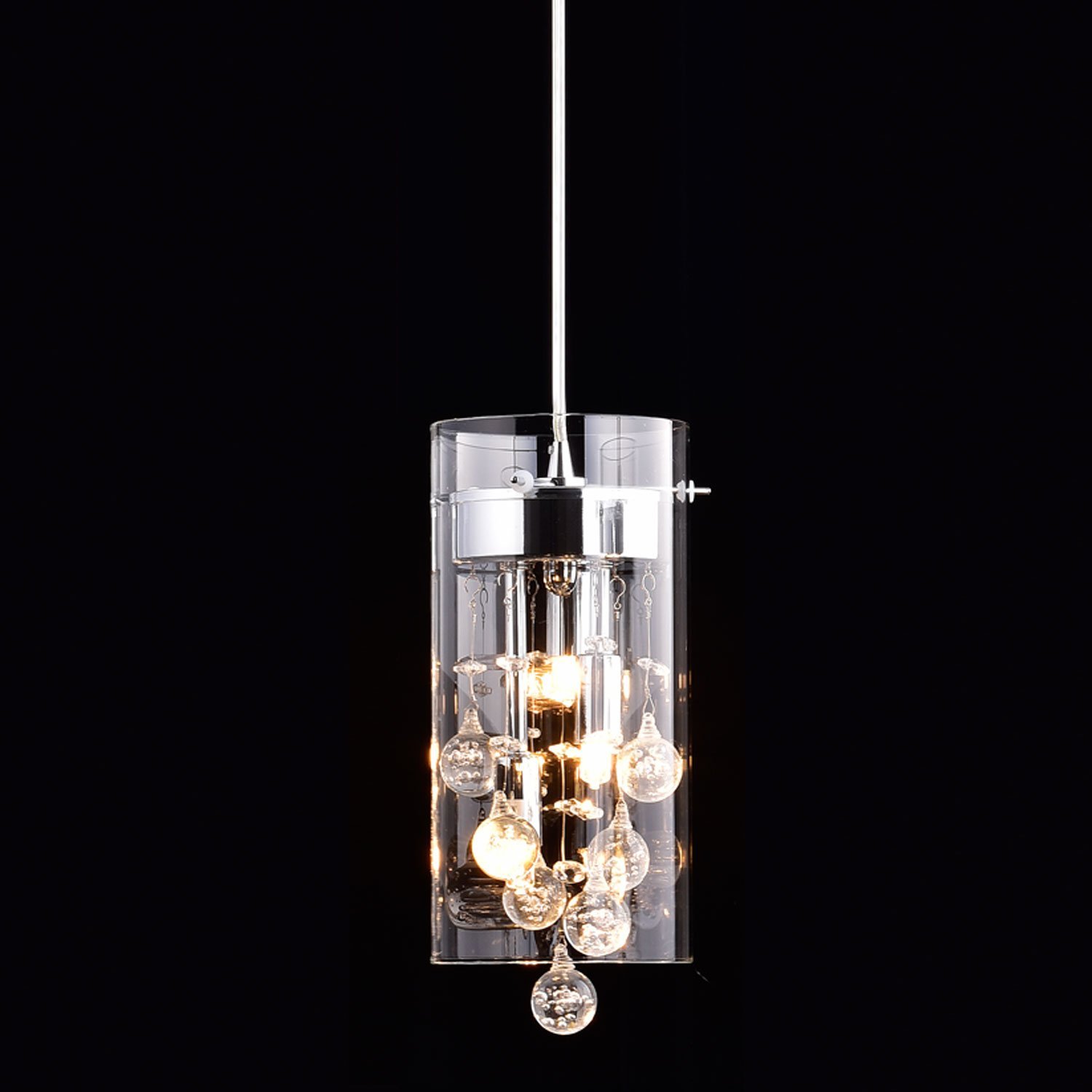 CLAXY Ecopower Lighting Glass & Crystal Pendant Lighting Modern Chandelier for Kitchen