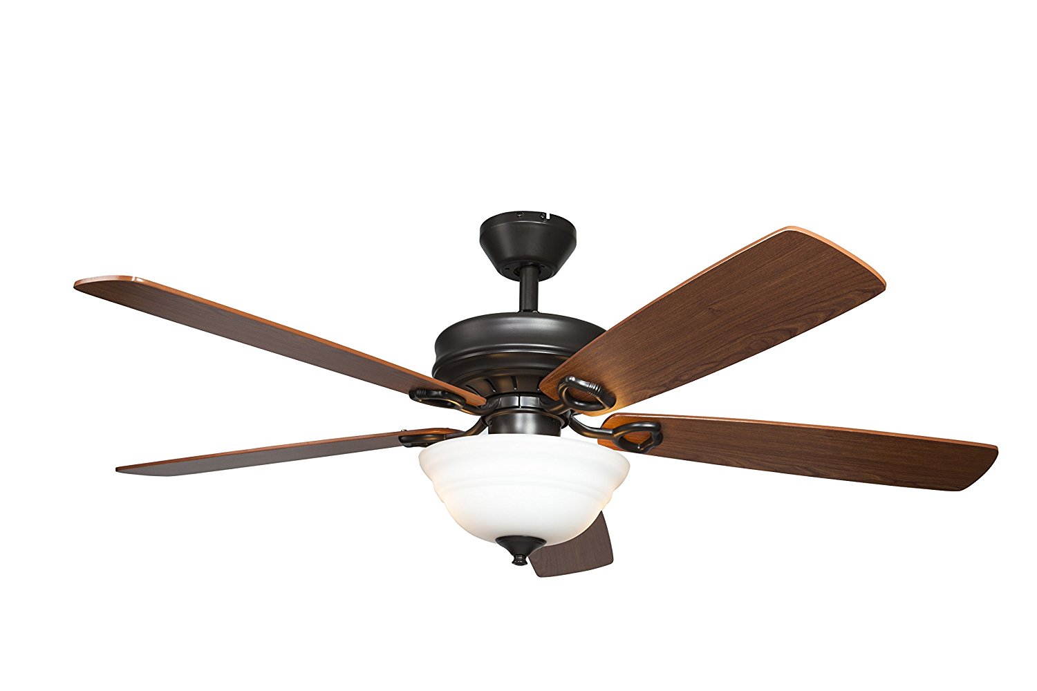 Hyperikon Indoor Ceiling Fan with Remote Control - 52-inch Wood Ceiling Fan, Energy Star - Black Fixture with Five Brown Blades and Frosted Dome Light - Bulb Not Included