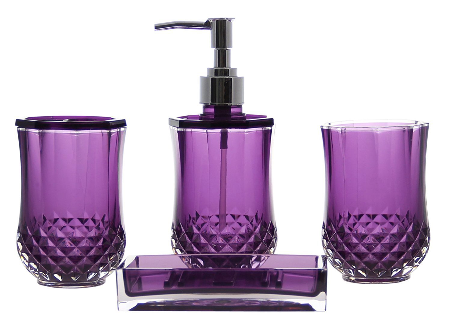 JustNile Acrylic 4-Piece Bathroom Accessory Set - Translucent Purple