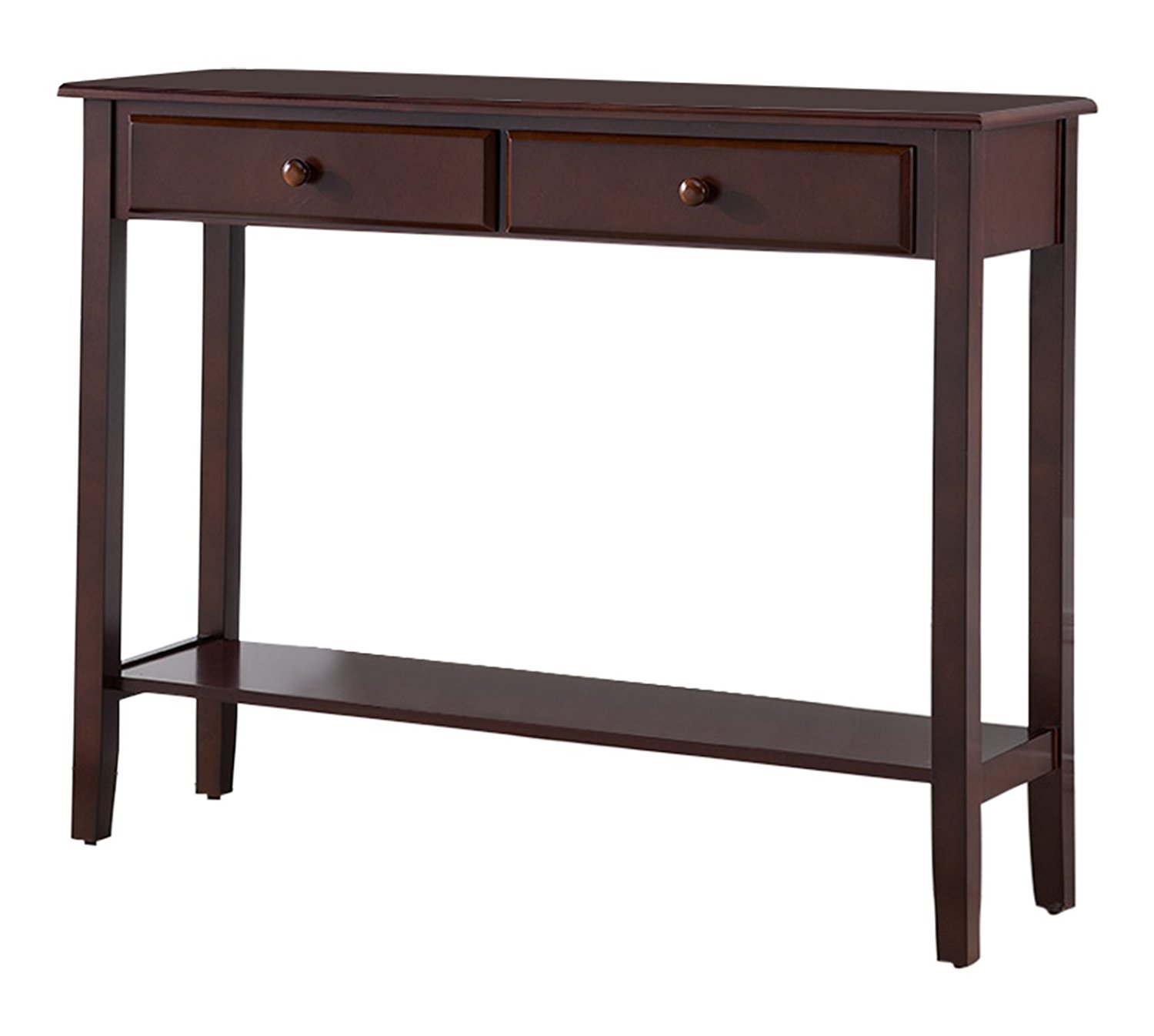 Kings Brand Furniture Console Entryway Table with 2 Drawers, Walnut Finish Wood