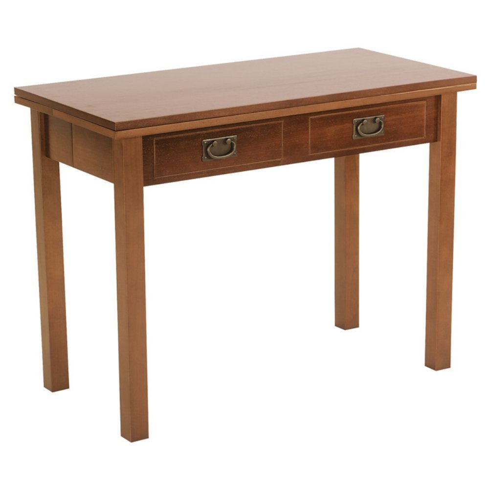 Mission Style Expanding Dining Table in Warm Fruitwood Finish